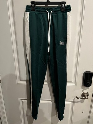 $80 Puma x TMC Hussle T7 Track Pants Dark Green White Men's Size XS 534809-06