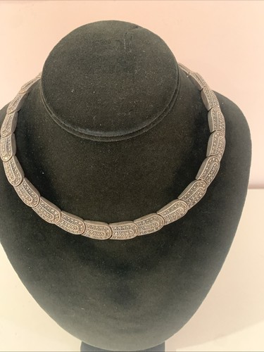 MASSIVE SIGNED JUDITH JACK STERLING SILVER MARCASITE COLLAR NECKLACE 16” 82 GR - Picture 2 of 19