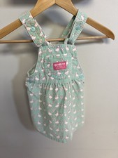 Vtg OshKosh B'gosh Corduroy Dress Duck Print Pink Tag Mint Green Girls Rare