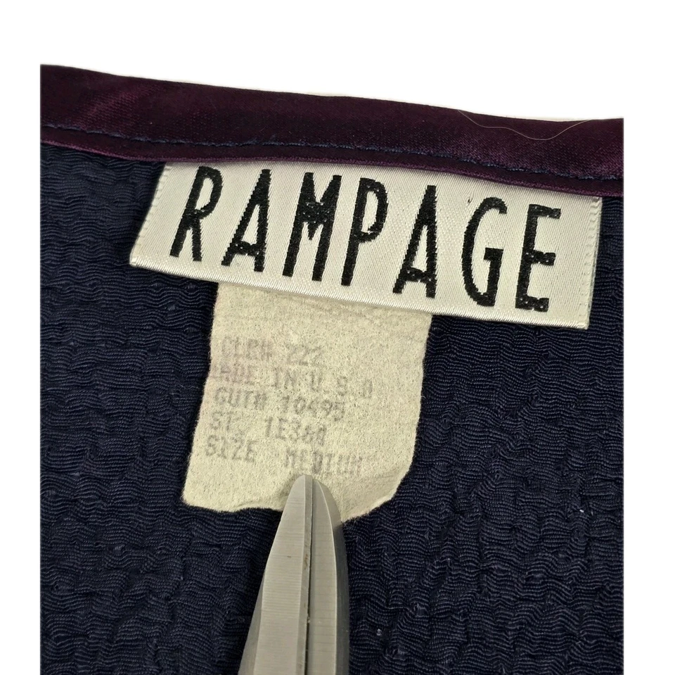 Túnica texturizada vintage Rampage para mujer mediana azul con botones delanteros EE. UU. Foto 3 de 4
