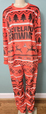 Womens Cleveland Browns NFL Christmas Reindeer 2 PC Pajamas Size XL EUC