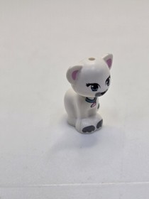 LEGO Friends Animal White Cat Minifigure Figure Pet Jewel Kitten Heart Collar 