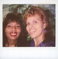 Old Vintage Photo COLOR POLAROID PAIR DUO BLACK AFRICAN AMERICAN WOMEN SNAPSHOT
