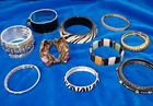 Lot of 10 Vintage Bangles Bracelets Unmarked Unbranded Costume Jewelry