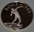 ROMA 1960 RAFER JOHNSON - HISTORY OF THE OLYMPIC GAMES .925 SILVER MEDAL