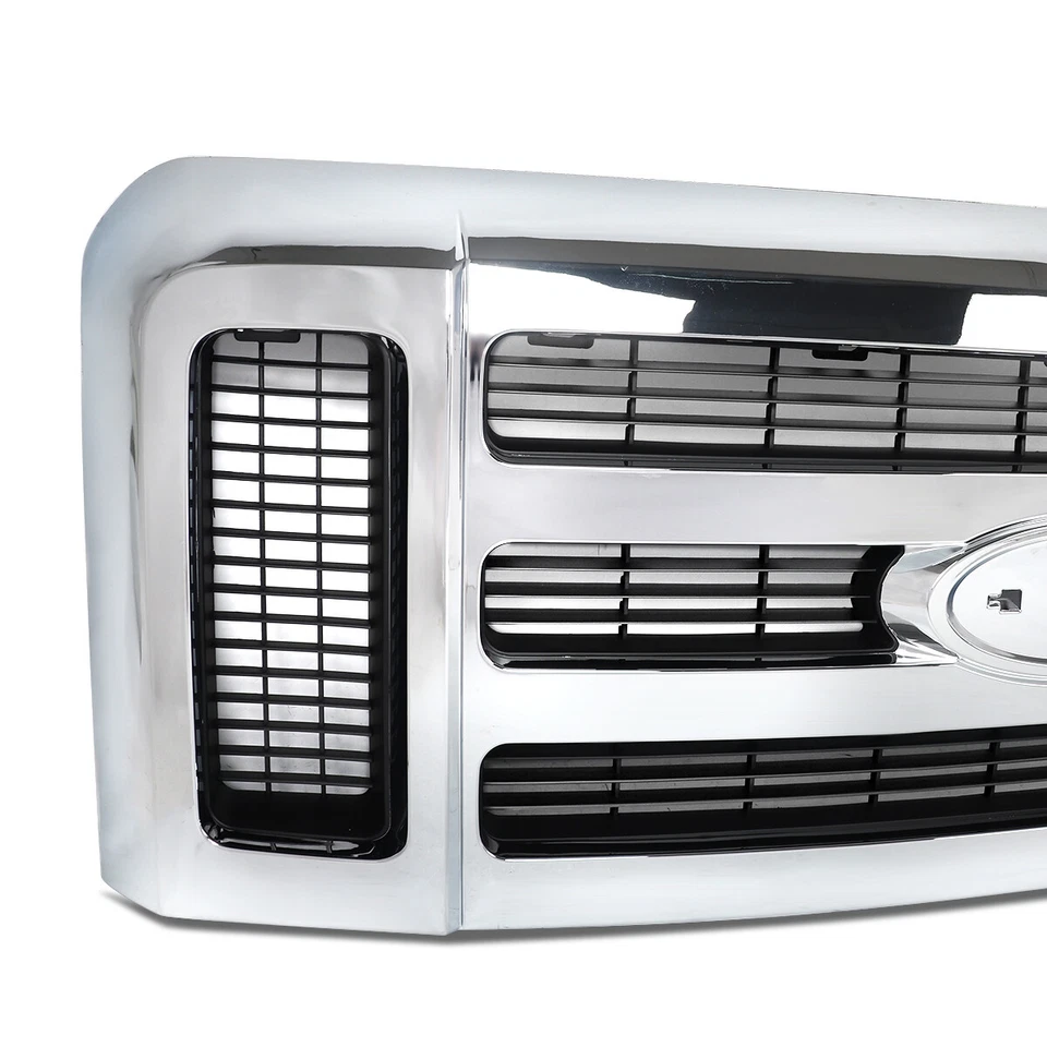 For 2008-2010 Ford F250 F350 Super Duty 7C3Z-8200-BA Chrome Black Bumper Grille Foto 3 de 4