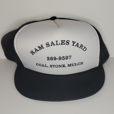 NWOT Ram Sales Yard Coal, Stone, Mulch Black White Trucker Snapback Hat Cap New