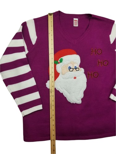 Holiday Time Purple Knit Santa Claus 