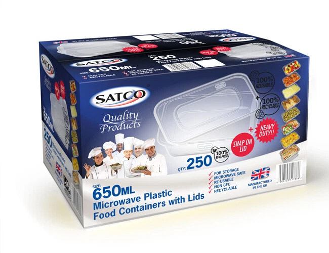 SATCO Plastic Food Containers with Lids 500ml/650ml Re-usable Microwave BPA Free - Image 2 of 4