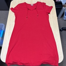 Calvin Klein V Neck Short Sleeve Boxy Mini T- Shirt Dress L  Women