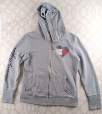 Tommy Hilfiger Hoodie Womens Medium Gray Full Zip Sweatshirt Long Sleeves