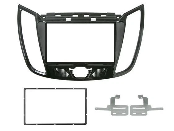 Mascherina Autoradio 2 DIN Per Ford Focus C-Max S-Max Fusion Transit – Pannello Cornice In Plastica Nera Per Installazione Sterzo