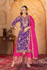 Exclusive Look Purple Faux Georgette Top Palazzo And Dupatta For Wedding  Party