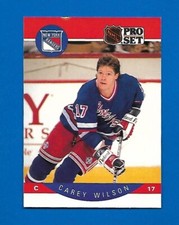 #210 CAREY WILSON ERROR YELLOW SUN ON TOP 1990-91 PRO SET RANGERS
