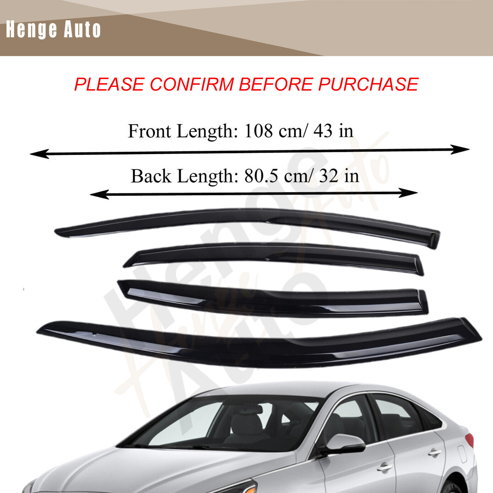 Window Visor For Hyundai Sonata 2015 2016 20172019 Sun Rain Guard Tape