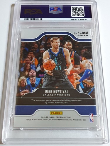 2019 Prizm Dirk Nowitzki #PATCH ORANGE CRACKED ICE Game Jersey - PSA 9 (POP 4) - Picture 3 of 3