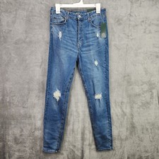 Womens Wild Fable Distressed Skinny Blue Jeans Super High Rise Med Wash Size 12
