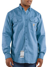 4New Carhartt FR Large Blue Flame Resistant Shirt CAT2 NFPA 2112 294-80 Cintas