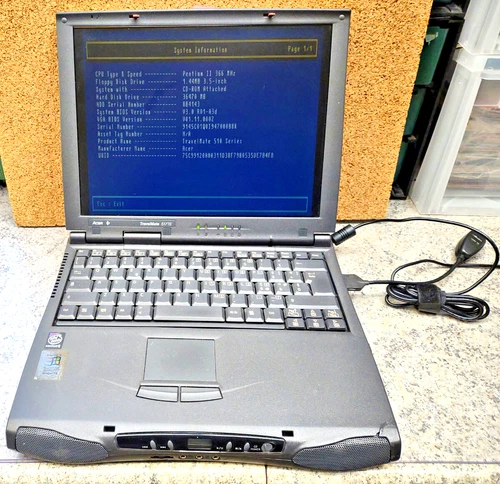 Portatile Acer TravelMate 517TE, Pentium II 366MHz, 64MB, HD 4.3GB, cd rom.