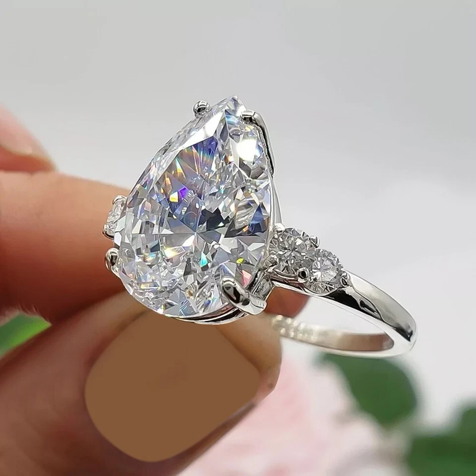 Certified 2.50 Cts Pear Cut Lab Created Diamond Solitaire Ring 925 Silver - Image 3 of 3