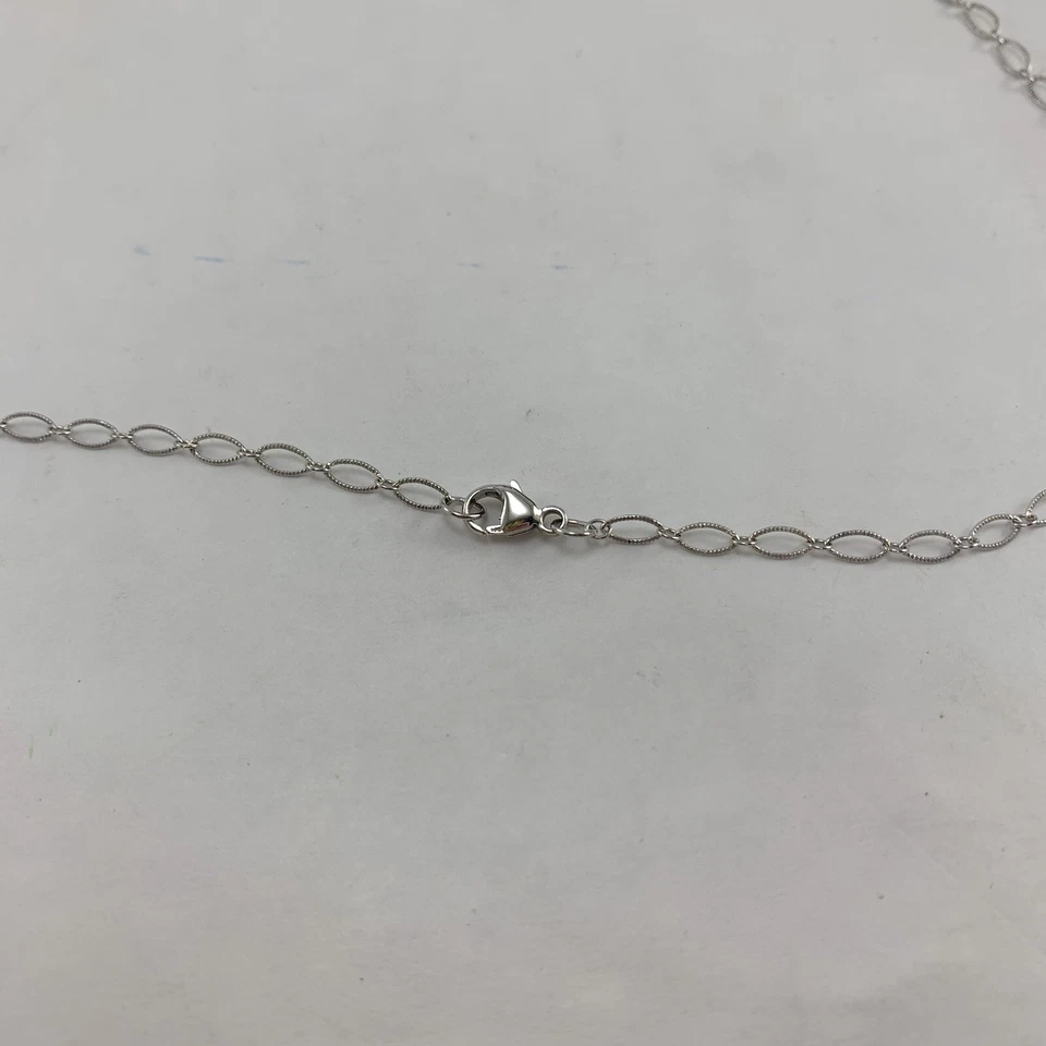 Collar Medallón Largo Ovalado Azul Nilo Diamante Starburst Caja Plata Esterlina Foto 4 de 4