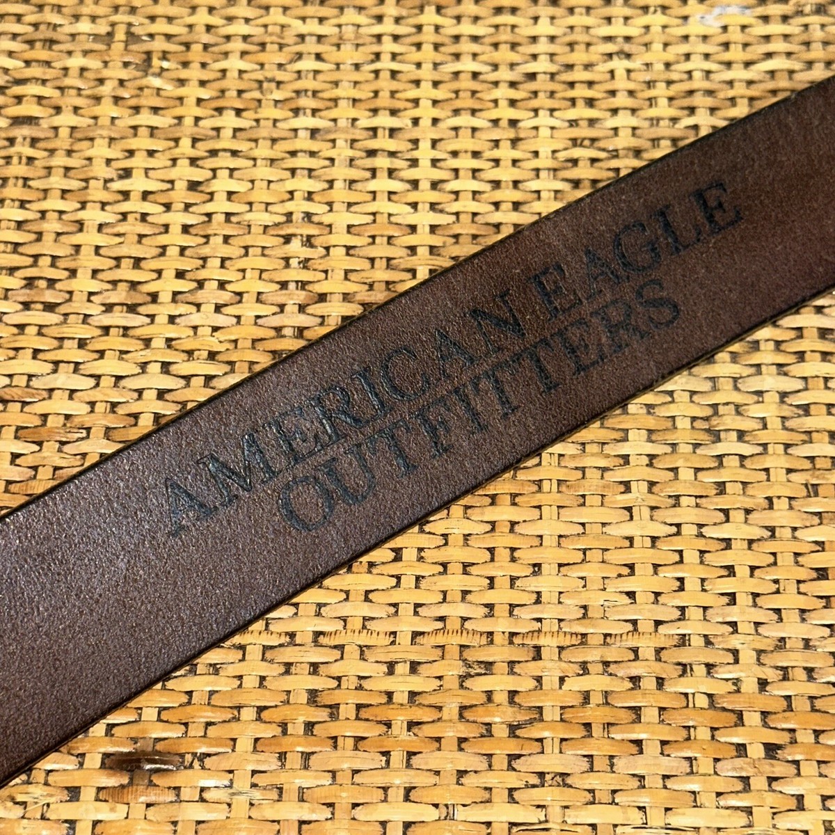 Vintage American Eagle Women’s 8 Leather Belt Brass Buckle Eagle Logo Brown Y2K American Eagle Outfitters Leather Brown Belts for Women for  main image 4