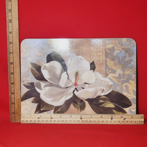 Jason White Magnolia 6 Lacquered Wood Placemats Cork Back - Picture 9 of 12