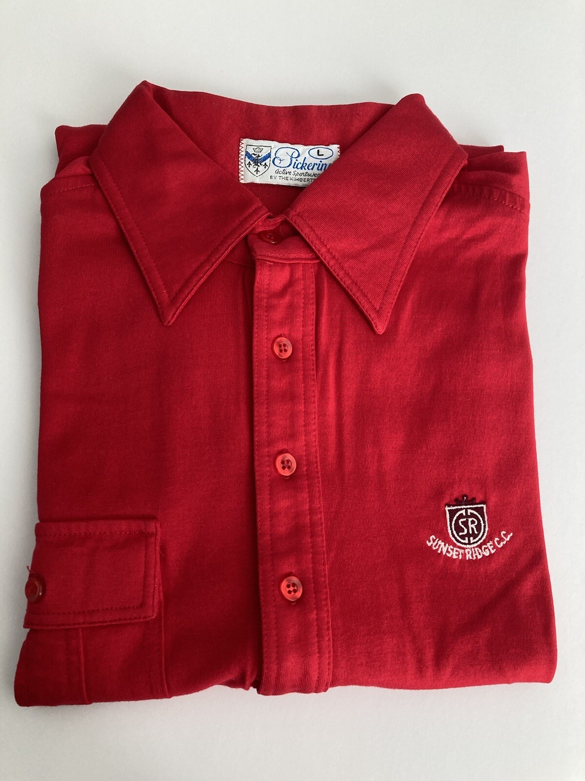 Vintage Pickering Golf Shirt Mens Sz M/L SS Red Cotton Polo Sunset