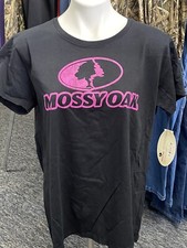 NWT Womens Mossy Oak Black/Pink Logo Short Sleeve T-Shirts Sized M-2XL