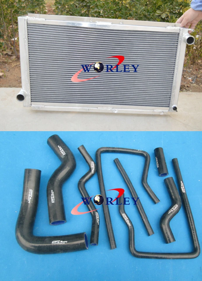 Radiador de aluminio + manguera azul para SUBARU IMPREZA WRX GC8 STI 2.0L 1992-2000 MT Foto 3 de 4