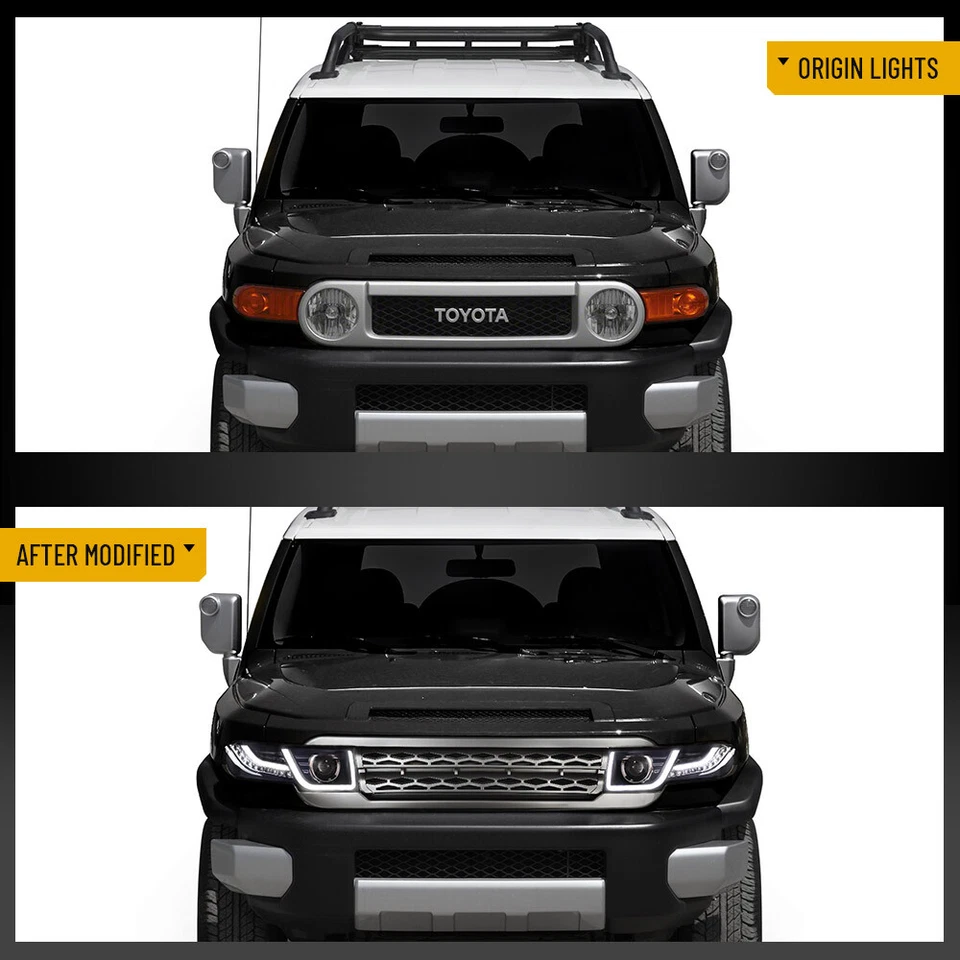 Faros LED aptos para Toyota FJ Cruiser 2007-2015 proyector faro de parachoques negro Foto 4 de 4