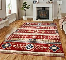 Dark Rusty Warm Red Floor Rugs Moroccan Aztec Tribal Patterns Extra Large Sizes