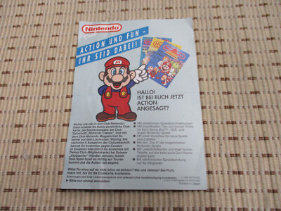 Nintendo Club Postkarte Karte NES (Sehr Selten)
