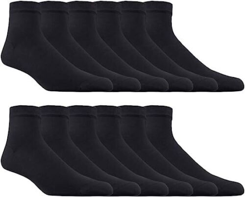 12 Pairs Men's Plain Sports Athletic Thick Cotton Socks Ankle Low Cut Size 9-13 - Thumbnail 2