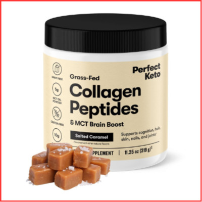 COLLAGEN PEPTIDES POWDER Protein MCT Oil Salted Caramel 11.25oz PERFECT KETO