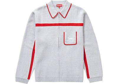 Supreme Chest Stripe Zip Up Cardigan Grey | eBay