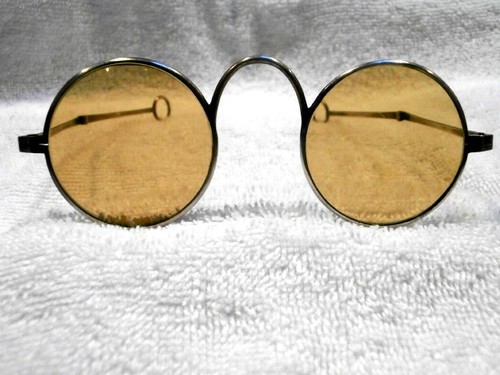 LARGE ROUND 1920'S SUNGLASSES "CHINESE" STYLE WITH HALLMARK SILVER COLOR! - Picture 1 of 9