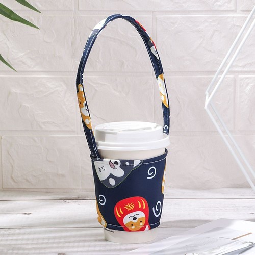 Holders Reusable Hand Shake Cup Coffee Tea Mug Bag Portable Canvas Dog Series - Photo 10/16