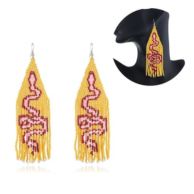Multi Boho Snake Pattern Beads Earrings Beaded Long Drop Dangle Earrings 2598