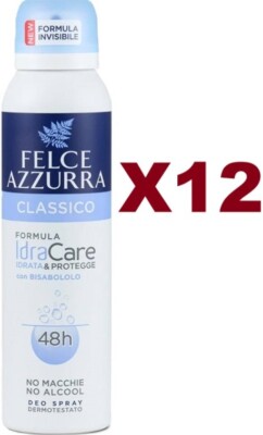 12PCS BLUE FERN CLASSIC DEODORANT FORMULA HYDRACARE 48H 150ML SPRAY