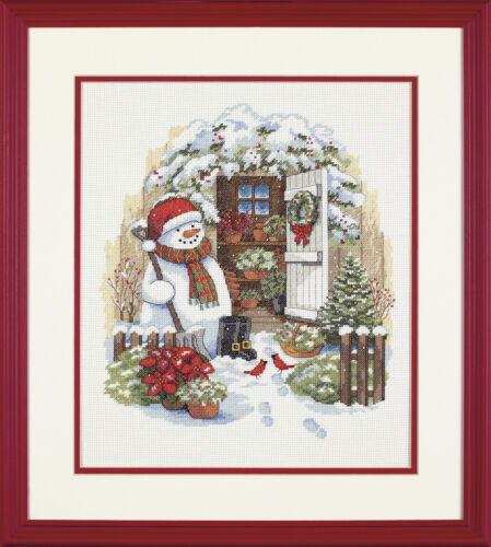 Dimensions Counted Cross Stitch Kit: Garden Shed Snowman - Picture 1 of 1