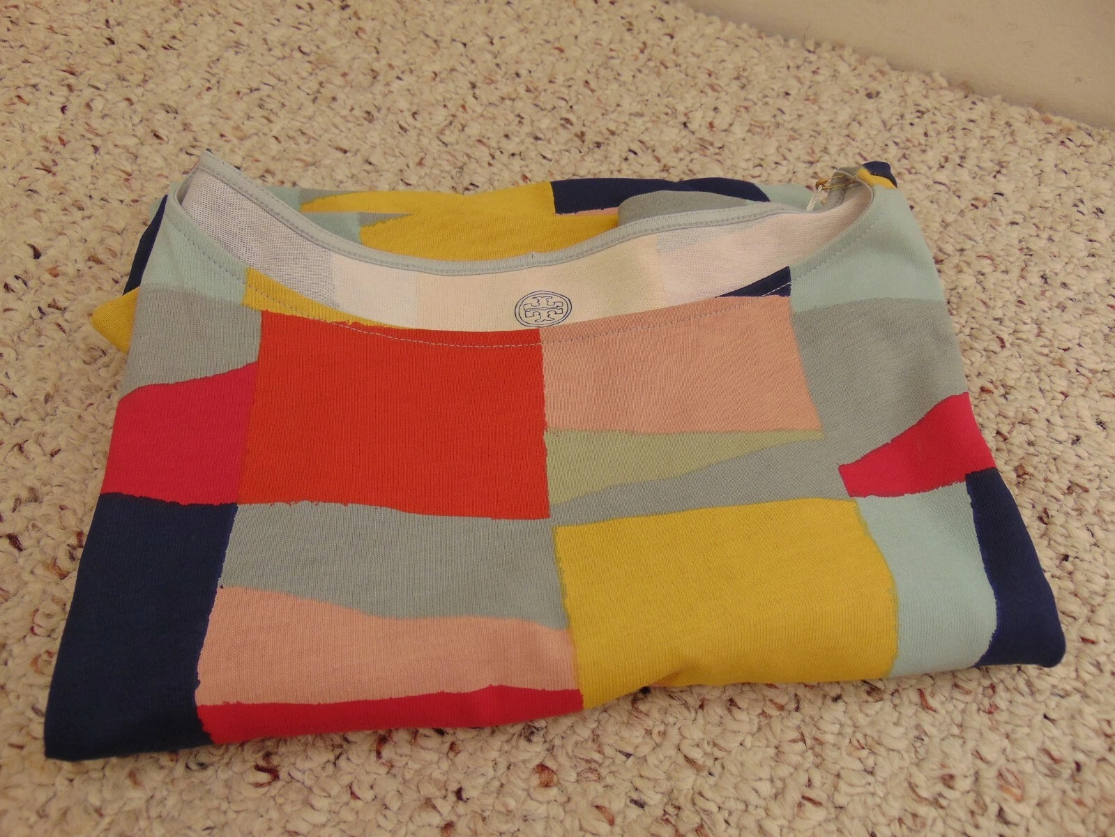 Abito Kimberly Tory Burch Red Canyon Colorscape nuovo con etichette taglia S Reatil $225