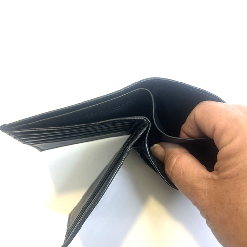Genuine LEATHER WALLET Black 4x4" Mens Billfold Multi Card Holder w Insert - Picture 6 of 12
