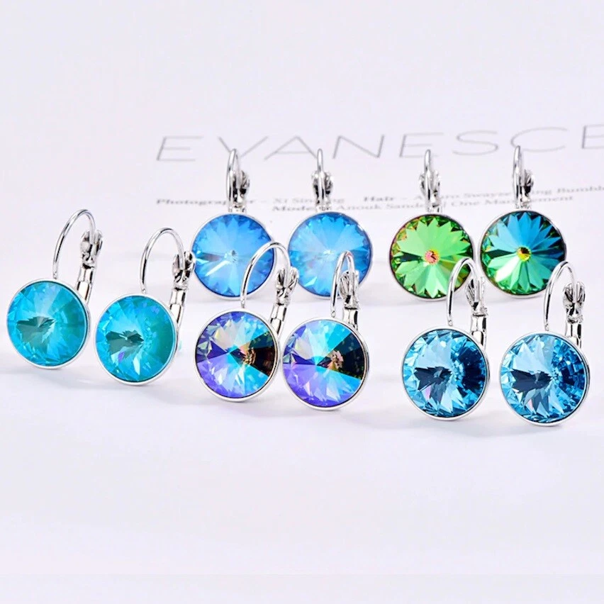 10mm Rivoli Swarovski Kristall Damen Ohrringe, Elegante Ohrringe mit Swarovski - Bild 3 von 4