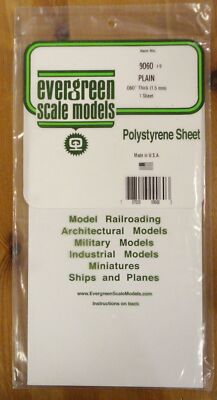 Evergreen Scale Models #9060 Plain White 0.060 Thick Polystyrene Sheet 12x6