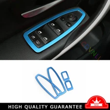 Glass Window Lifting Lock Panel Trim For BMW 3 4 Series 2013-2019 Blue Aluminum