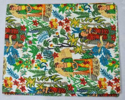 Handmade Kantha Quilt Farida Kahlo Prints Cotton Hippie Bohemian Picnic Throw 