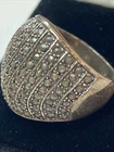 Vintage Ring .925 Silver Unknown Stones Gems Studs Size 6.5