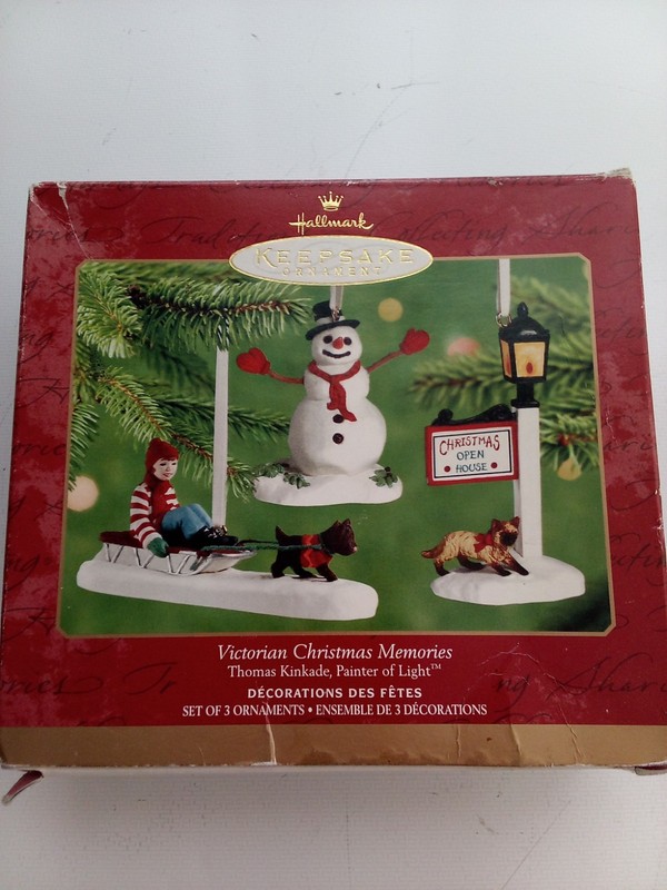 Hallmark Thomas Kinkade Christmas Keepsake Ornaments, Set Of Three, New, 2001