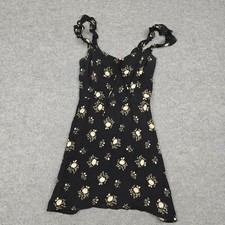 Reformation Dress Womens 2 Black Floral Sweetheart Smocked Mini Sundress USA
